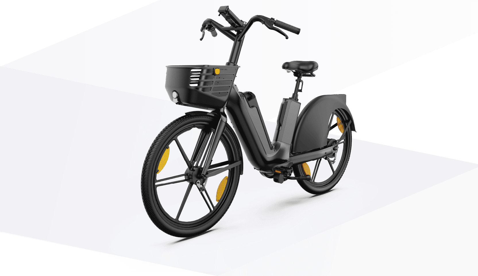 Vista técnica de la bicicleta eléctrica compartida utilizada por Bimba