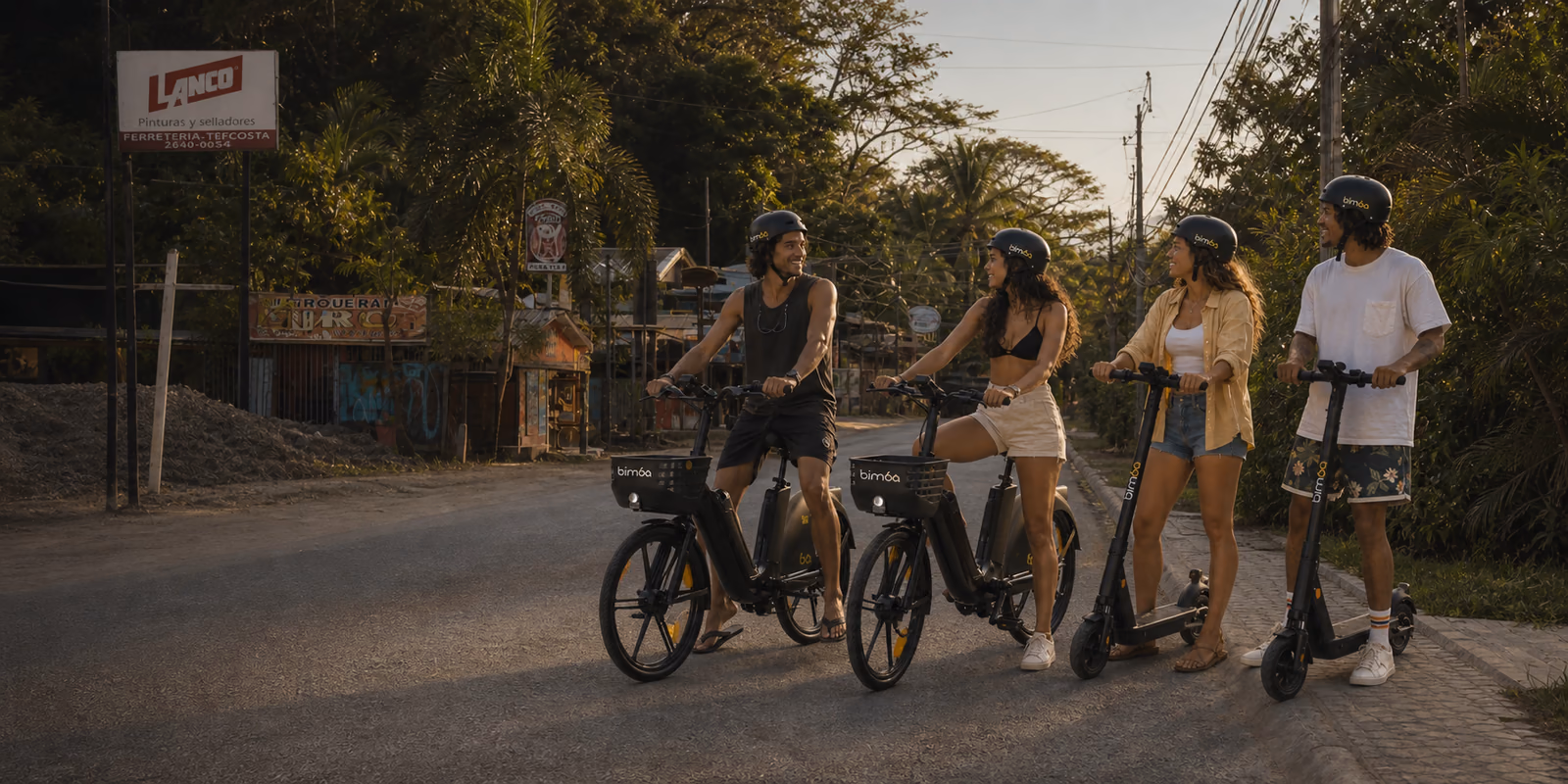 Cars and electric vehicles sharing the Santa Teresa main road