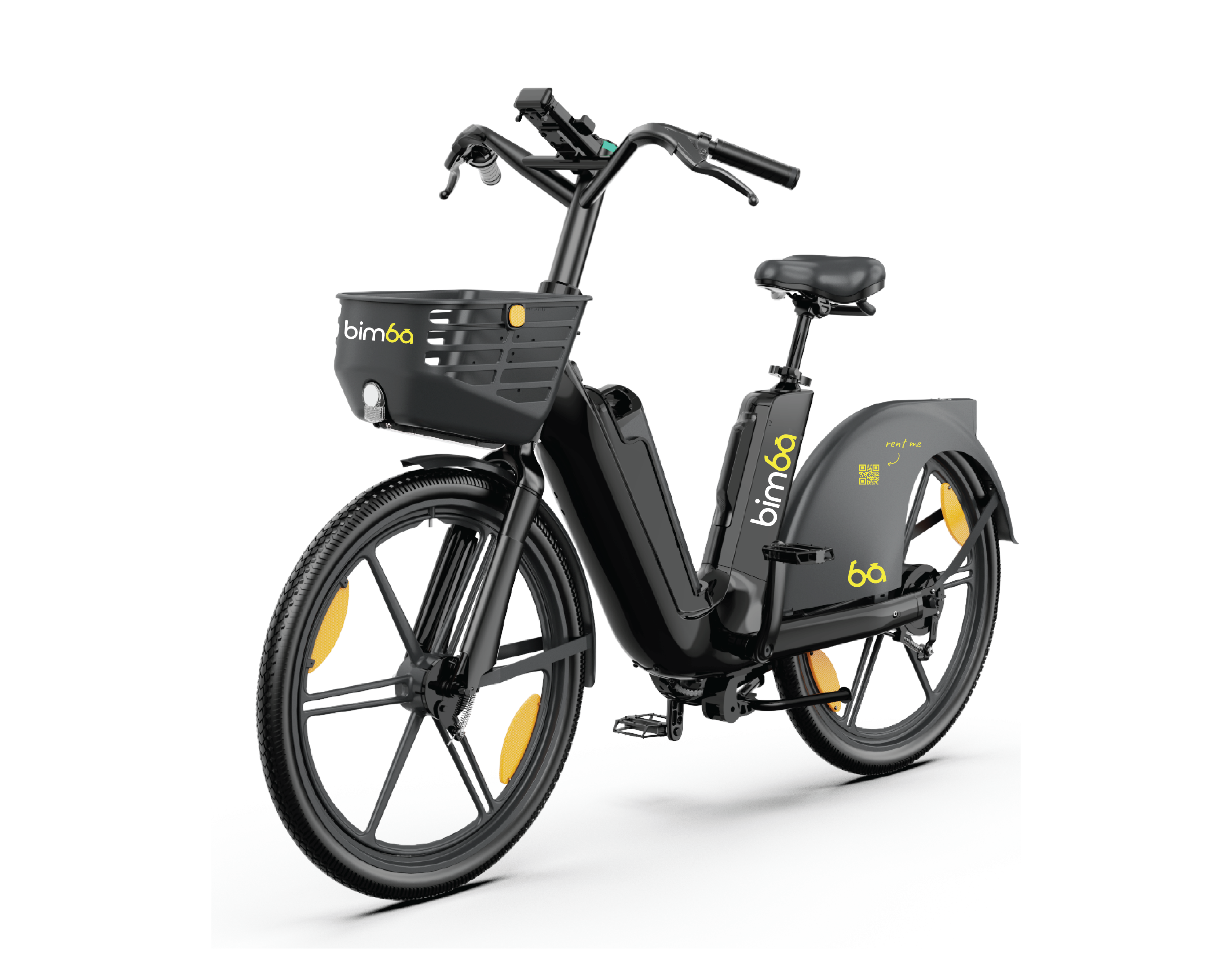 Bicicleta eléctrica oficial Bimba con canasta delantera